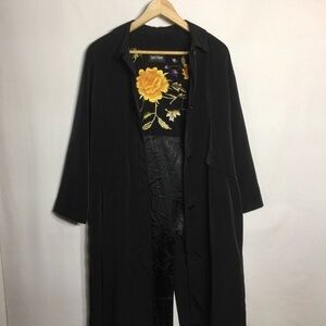 Black Trench Coat with Floral Lining